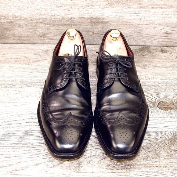 Allen Edmonds BEL AIR Wingtip Blucher 10 D Black * add $15 new Trees - Picture 2 of 13